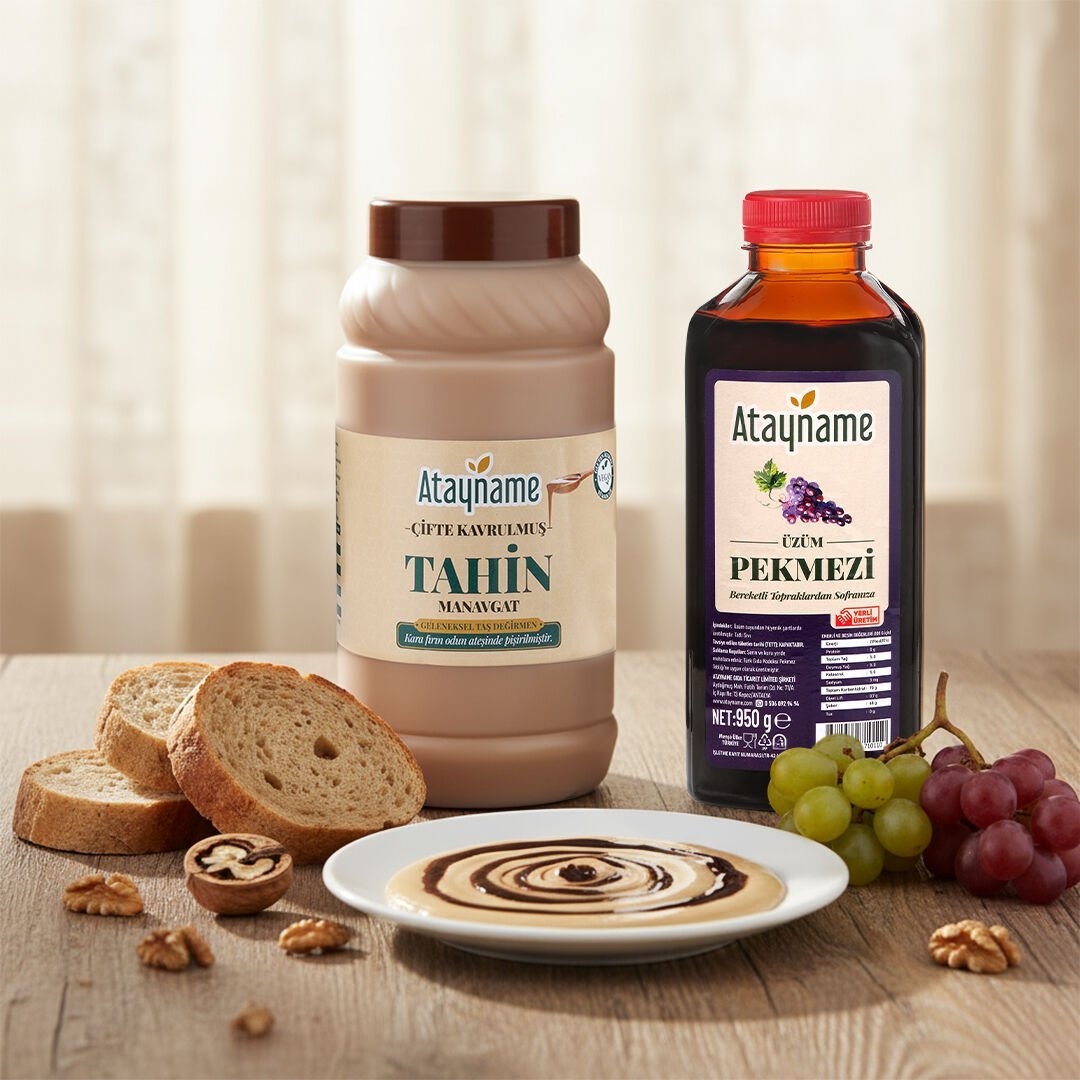 Atayname Çifte Kavrulmuş Manavgat Tahin 900 G & Üzüm Pekmezi Paketi 950 Ml.