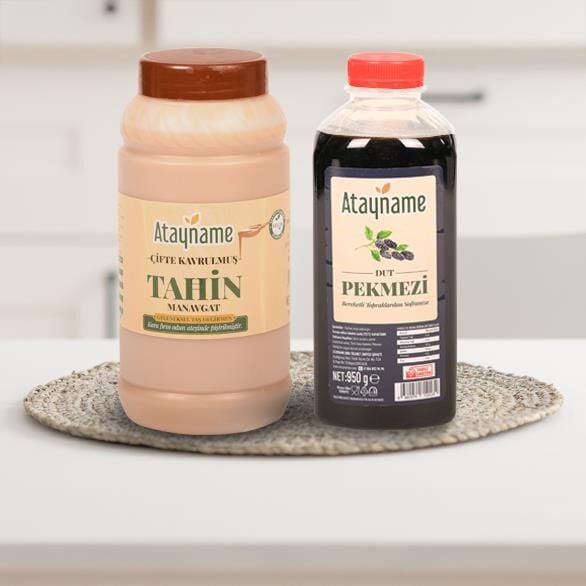 Atayname Çifte Kavrulmuş Manavgat Tahin 900 G & Dut Pekmezi Paketi 950 Ml.