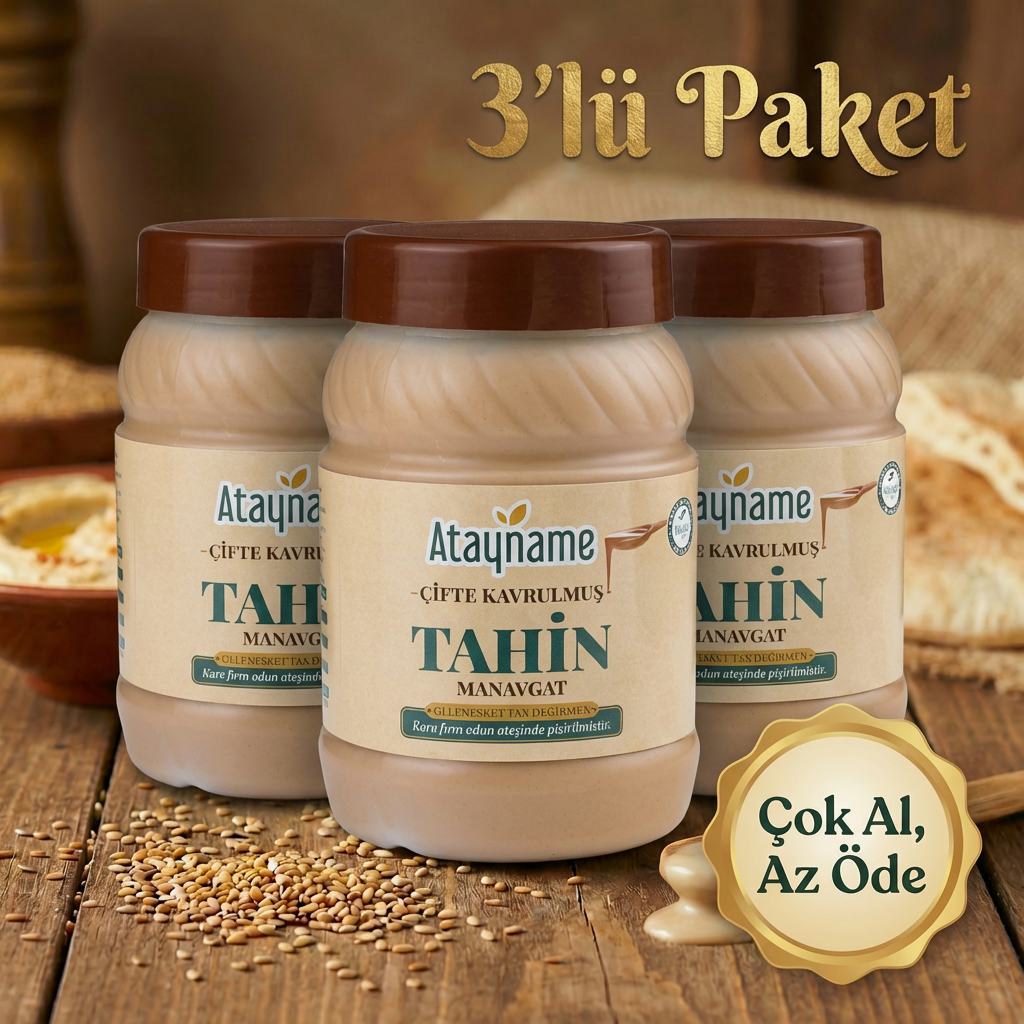 Atayname Bozkır Çifte Kavrulmuş Tahin 500 G 3'lü Paket