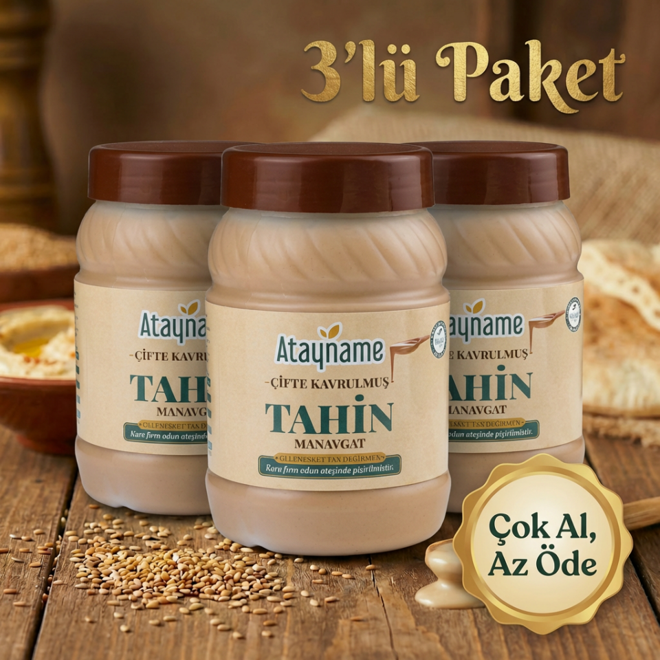 Atayname Bozkır Çifte Kavrulmuş Tahin 500 G 3'lü Paket