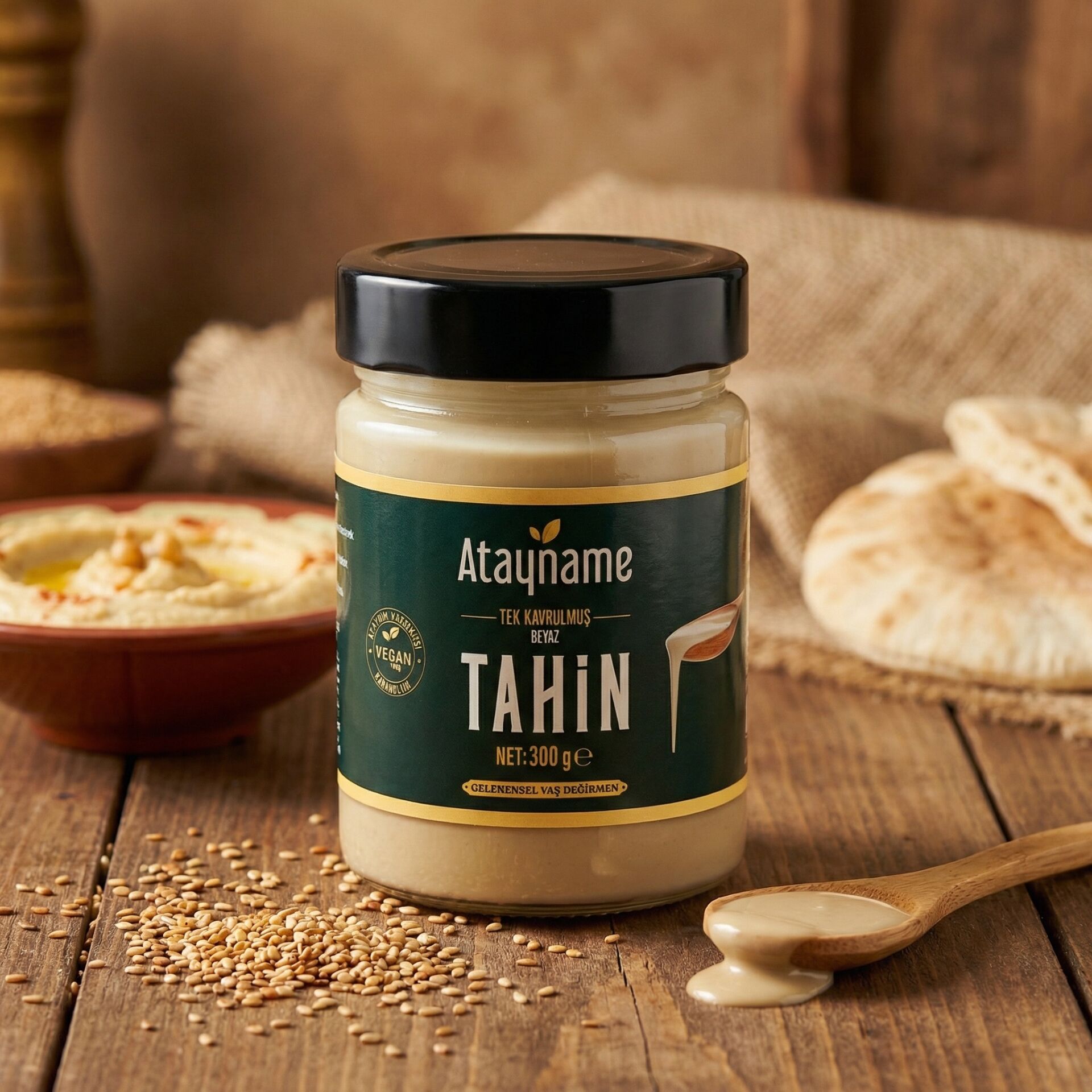 Atayname Beyaz Tek Kavrulmuş Tahin 300 G Cam