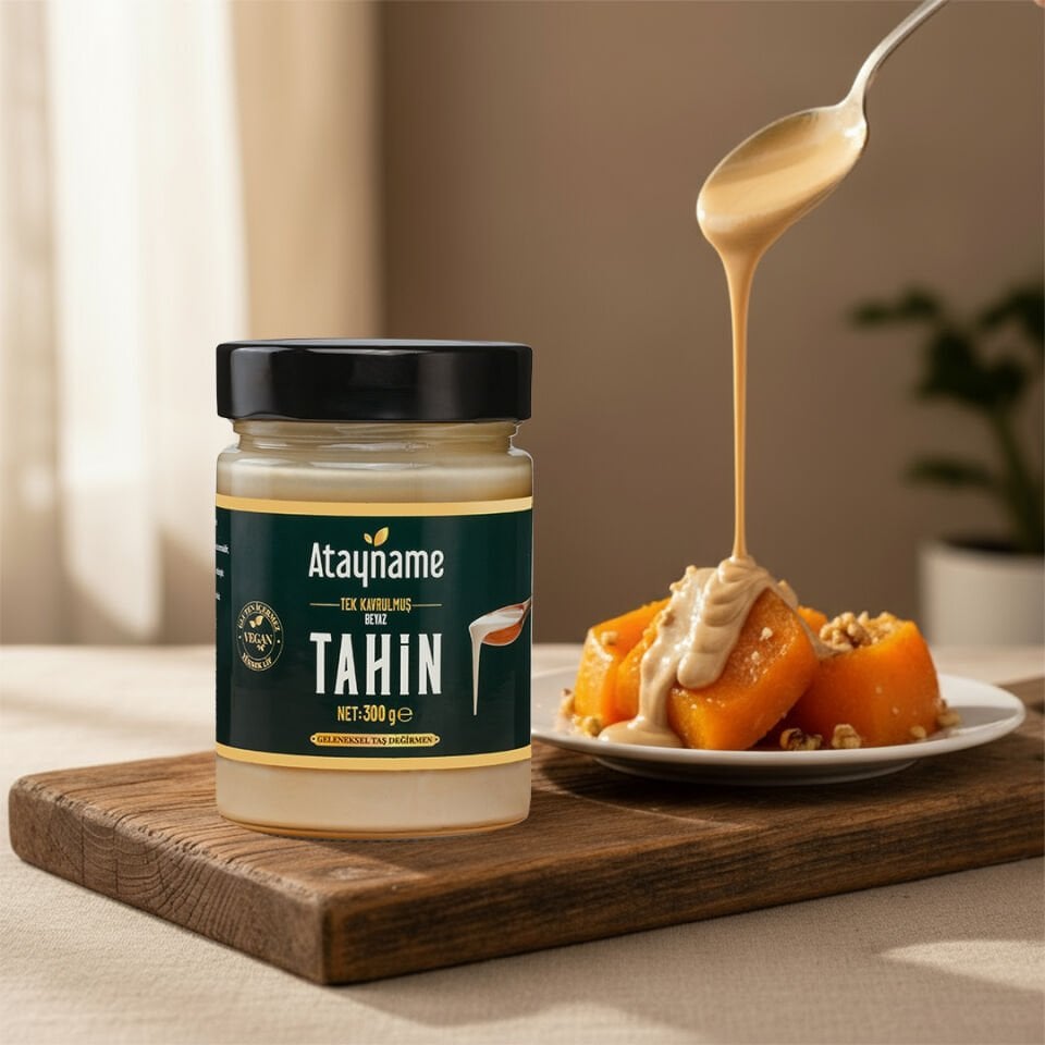 Atayname Beyaz Tek Kavrulmuş Tahin 300 G Cam
