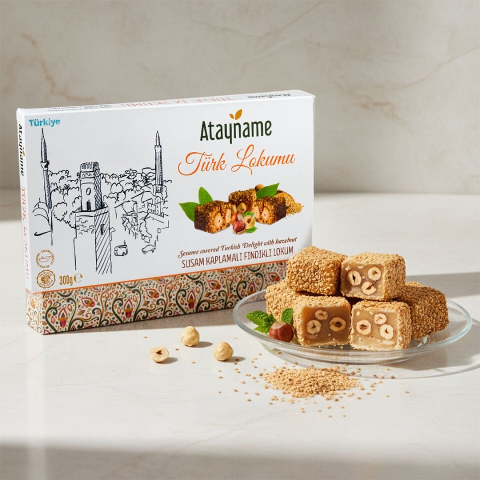 Atayname Susam Kaplamalı Fındıklı Lokum 300 G