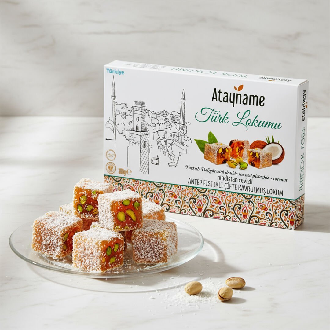Atayname Hindistan Cevizli Antep Fıstıklı Çifte Kavrulmuş Lokum 300 G