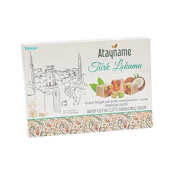 Atayname Hindistan Cevizli Antep Fıstıklı Çifte Kavrulmuş Lokum 300 G