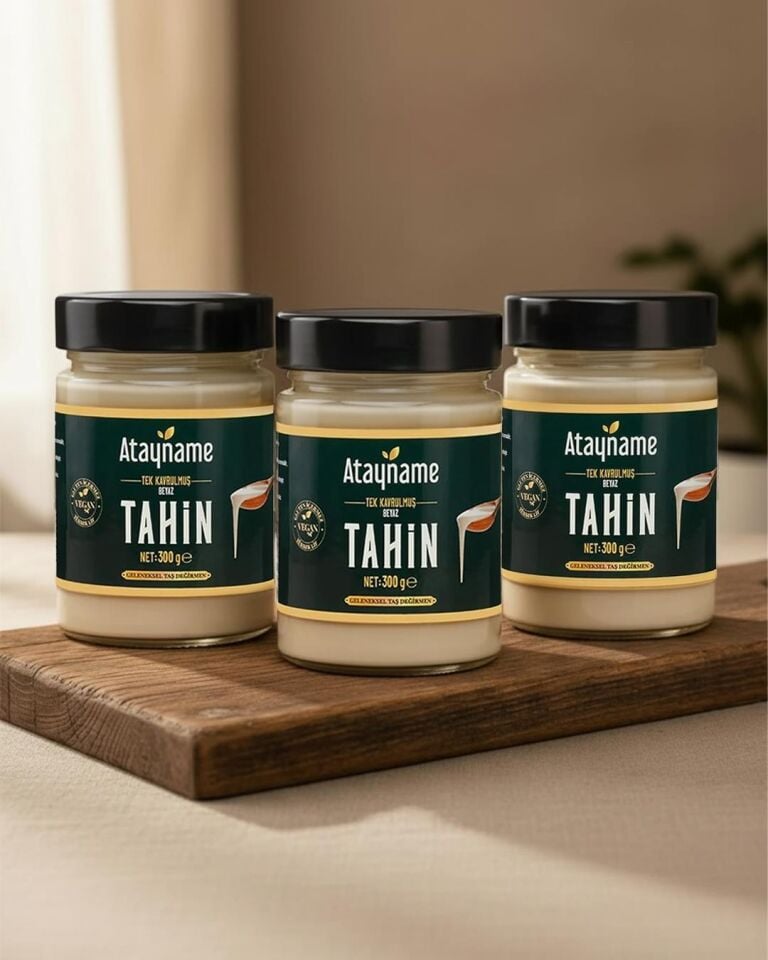 Atayname Beyaz Tek Kavrulmuş Tahin 300 G Cam 3'lü