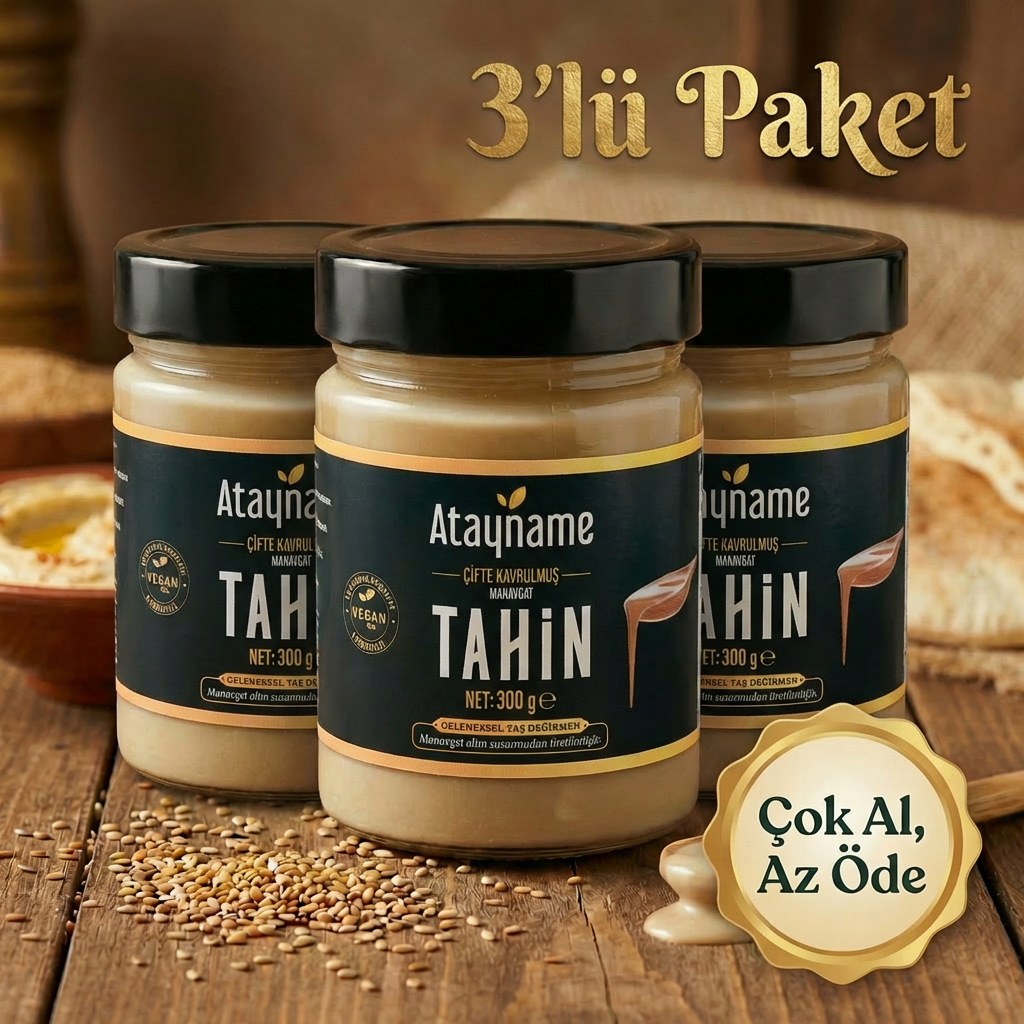 Atayname Manavgat Çifte Kavrulmuş Tahin 300 G Cam 3'lü