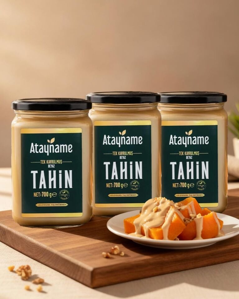 Atayname Beyaz Tek Kavrulmuş Tahin 700 G Cam 3'lü